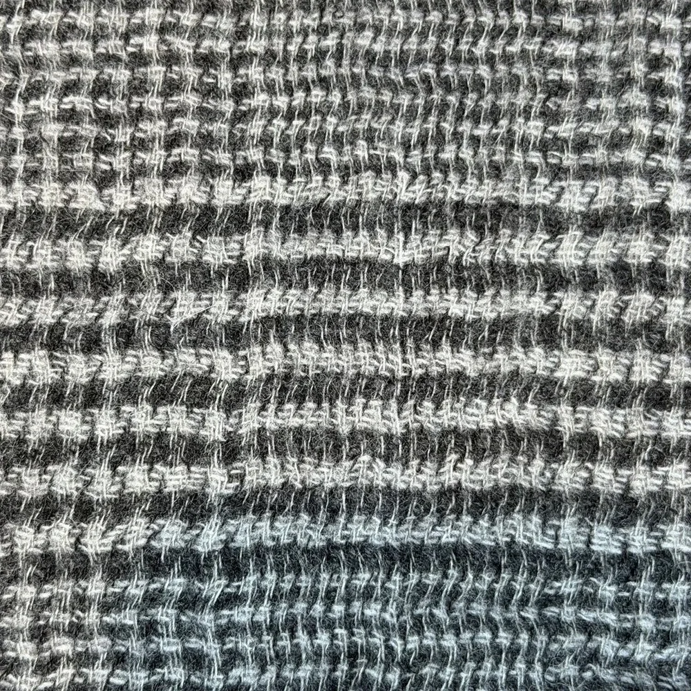 Polo Ralph Lauren Virgin Wool/Cashmere Black Gray Plaid Fringe Scarf Italy 11x70